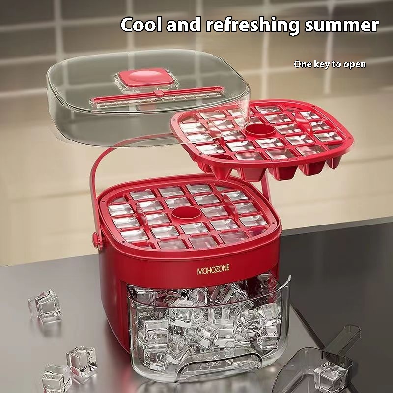 Press-type Convenient Outdoor Portable Ice Tray Large Capacity Ice Bucket 48 Extra-Large Ice Maker Food Grade Plastic Storage Tray Essential Kitchen Gadget - Image 6